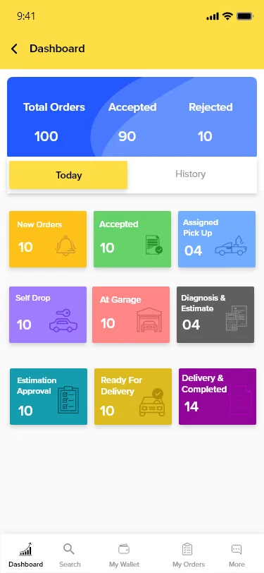 Carnic garage app dashboard