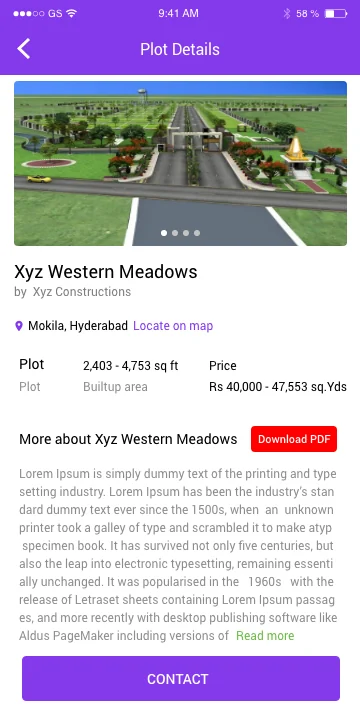 DreamHouse property listing screen