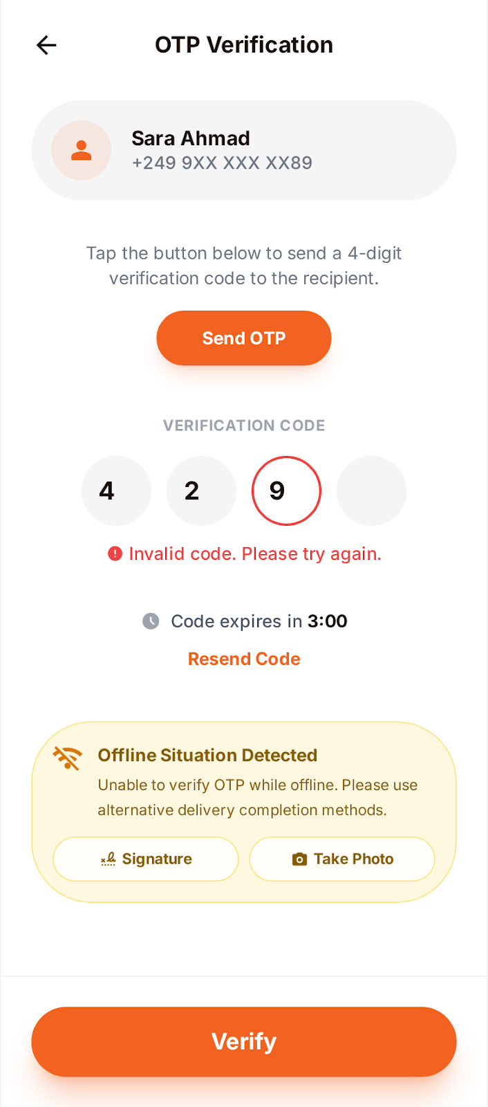Twseel Courier OTP Delivery Verification