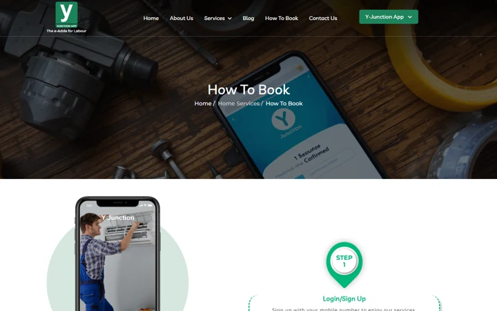 Public booking guide with phone imagery and step-by-step instructions