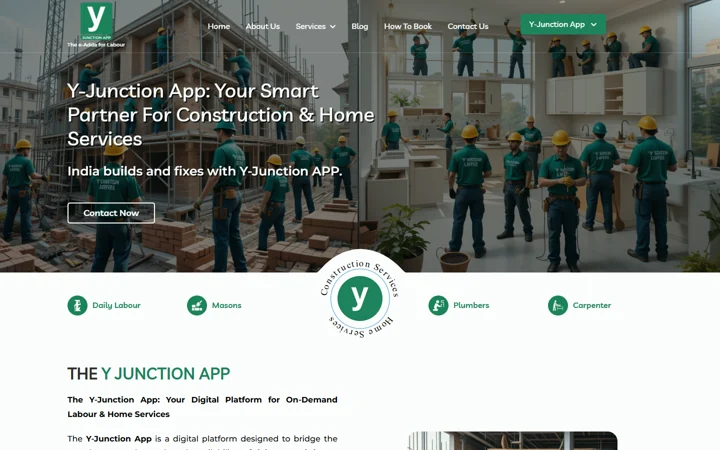 Y Junction website for construction and home-service discovery